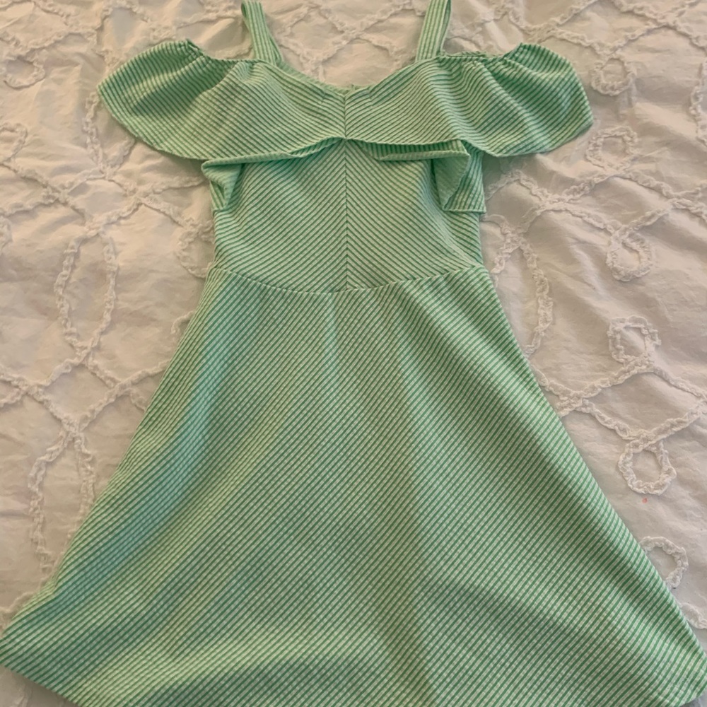 Girls Green Striped Strappy Green Dress!